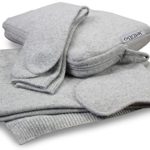 Jet&Bo 100% Cashmere Travel Set: Blanket, Eye Mask, Socks, Carry/Pillow Case Gray