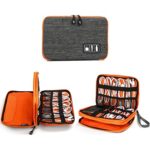 Electronics Organizer, Jelly Comb Electronic Accessories Cable Organizer Bag Waterproof Travel Cable Storage Bag for Charging Cable, Cellphone, Mini Tablet and More (Orange and Gray)