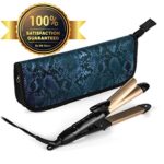 2-in-1 Mini Hair Straightener Travel Flat Iron/Curling Iron Dual Voltage 374 Degree Temperature Nano Titanium – Insulated Carry Bag Included (Black)