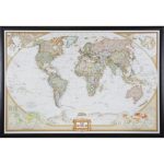 Craig Frames Wayfarer, Executive World Push Pin Travel Map, Brazilian Walnut frame and Pins, 24 by 36-Inch