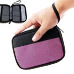 Admirable Idea Small Electronic Organizer Pouch Zipper Travel Cosmetic Makeup Handbag Coins/USB/Hard Drive/Cables Carry Case with Hand Strap (Purple&Black)