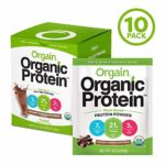 Orgain Organic Plant Based Protein Powder Travel Pack, Creamy Chocolate Fudge, Vegan, Gluten Free, Dairy Free, Kosher, Non GMO, 10 Count