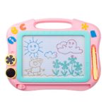 ikidsislands IKS85P [Travel Size] Color Magnetic Drawing Board for Kids, Doodle Board for Toddlers, Sketch Pad Toy for Little Girls (Pink)