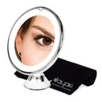 Magnifying Travel Lighted Makeup Mirror – 10 x Magnification for Flawless Make Up Application and Tweezing Eyebrows | Compact LED Vanity Mirror, Cordless, Locking Suction with BONUS Carry Bag