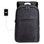 kopack Laptop Backpack Men USB Port Slim Business Computer Backpack Anti-Theft Water Resistant Travel Laptop Bag Lightweight 15 15.6 inch Gray Black