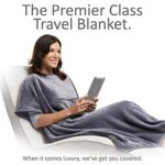 Travelrest 4-in-1 Premier Class Travel Blanket with Zipped Pocket – Soft & Luxurious – Also Use As Lumbar Support or Neck Pillow (Includes Stuff Sack)