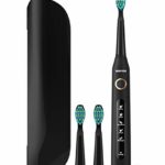 Travel Sonic Electric Toothbrush Power Toothbrush with 5 Modes and 3 Brush Heads, USB Charging Toothbrush with 2-Minute Timer, Travel Case Included, Waterproof Black