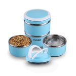 YOUTHINK Travel Dog Bow Stainless Steel Fit Water and Feed Bowl Portable Spill Proof Pet Bows Multiple Layers Pet Water Food Storage Container with Handle for Dog Cats Outdoor Traveling
