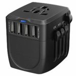 Travel Adapter, 2400W International Power Adapter, Universal Adapter with 4 USB Ports, Perfect for UK, EU, AU, US, Over 150 Countries (Black)