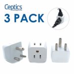 Ceptics USA to India Travel Adapter Plug – Type D (3 Pack) – Dual Inputs – Ultra Compact (Does Not Convert Voltage)