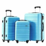 Luggage Set 3 Piece Set Suitcase set Spinner Hard shell Lightweight (skyblue)