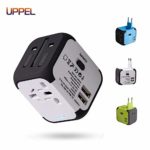 Travel Adapter Uppel Dual USB All-in-one Worldwide Travel Chargers Adapters for US EU UK AU About 152 Countries Wall Universal Power Plug Adapter Charger with Dual USB and Safety Fuse (White)