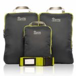 Compression Packing Cubes Set of 3,Ultralight Travel Organizer Bags and Luggage Strap