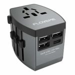 All in One Universal Travel Adapter, FLOVEME W/High Speed 3 USB Charging Ports + Type C USB Wall Charger,Perfect International Travel Adapter and Converter,Worldwide AC Outlet Power Plug Adapters,Gray