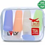 Travel Bottles & Travel Size Containers for Toiletries – TSA Approved Leak Proof 3oz Silicone Travel Bottle x4 + Clear Toiletry Bag by LVLY
