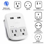 Safest Travel Adapter Kit, Dual USB for iPhone, Chargers, Cell Phones, Laptop Perfect for Travelers by Ceptics