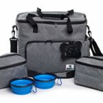 CoziPet Pet Travel Bag Tote for Dog or Cat with 2 Food Carriers and 2 Collapsible Bowls