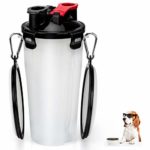 RIZON Portable Dog Water Bottle and Food Container 2-in-1 with Collapsible Dog Bowl, Antibacterial Dog Cat Pet Puppy Travel Water Dispenser Cup for Outdoor Car Trip, Large Size, BPA Free