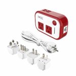 Foval Power Step Down 220V to 110V Voltage Converter with 4-Port USB International Power Travel Adapter in UK European Italy Asia More Than 150 Countries Over The World(Red)