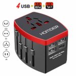 Homder Travel Adapter, International Power Adapter, All in One Worldwide AC Outlet Plug Adapter for US UK Europe AUS More Than 150 Countries, 1 AC Outlet + 1 Type C Port + 3 USB Ports