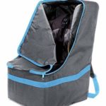 ZOHZO Car Seat Travel Bag — Adjustable, Padded Backpack for Car Seats — Car Seat Travel Tote — Save Money, Make Traveling Easier — Compatible with Most Name Brand Car Seats (Gray with Blue Trim)