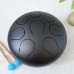 CVNC Steel Tongue 8 Note CDEFGABC Drum 8 inch Black Colored with Rubber Musical Mallet and Travel Bag Sound Healing
