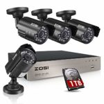 ZOSI 8CH Security Camera System HD-TVI Full 1080P Video DVR Recorder with 4X HD 1920TVL 1080P Indoor Outdoor Weatherproof CCTV Cameras 1TB Hard Drive,Motion Alert, Smartphone, PC Easy Remote Access