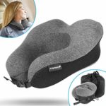 Fosmon Travel Neck Pillow, Soft and Comfortable Memory Foam Neck Cushion, Head & Chin Support Travel Pillow, Machine Washable 100% Cotton Cover for Traveling Flying Airplane Flight Car Bus Train Ride