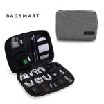 BAGSMART Small Travel Electronics Cable Organizer Bag for Hard Drives, Cables, Charger, Grey