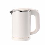 BonNoces Portable Electric Kettle – 0.5L Small Stainless Steel Travel Kettle – Quiet Fast Boil & Cool Touch – Perfect for Traveling Boiling Water, Coffee, Tea (White)