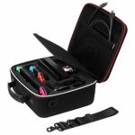 Rayvol Deluxe Carrying Case for Nintendo Switch, Travel Case w/ Rubberized Handle and Shoulder Strap, Fit Complete Switch System + Pro Controller