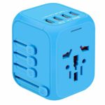 International Travel Adapter, YVELINES Upgraded All-in-One Universal Travel Charger Power Adapter with 4 USB AC Socket Worldwide Wall Charger Plugs Adapter for EU, UK, US, AU, Asia