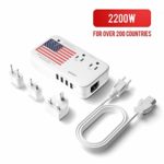DOACE 2019 All-in-One 2200W Voltage Converter, Travel International Power Converters with 6A Dual Adapter 4-Port USB UK AU EU Plug Universal World Adapters Step Down 220V to 110V Over 200 Countries