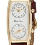 Gotham Women’s Gold-Tone Dual Time Zone Leather Strap Watch # GWC15091GB