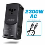 DOACE International Travel Adapter- Universal 2300W AC 28W Power Delivery Type-C Smart 5V/2.4A Dual USB Ports Fast Charge Wall Charger Plug for US,UK,EU,AU and 190 Countries with USB-C to C Cable