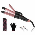 JYfeel 2 in 1 Travel Curling Flat Iron Dual Voltage Mini Hair Straightener and Curler with 1 Inch Rose Gold Ceramic PTC Plate, with Heat Resistant Bag,Glove and 2 Clips