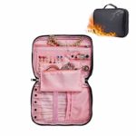 Travel Jewelry Organizer KeeQii Jewelry Travel Storage Carrying Case Bag Fireproof and Water Resistant Portable Traveling Jewelry Roll Pouch for More Valuables (Black)