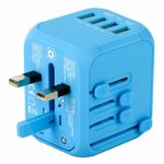 Upgraded Universal Travel Adapter, Castries All-in-one Worldwide Travel Charger Travel Socket, International Power Adapter with 4 USB Ports, AC Plug for Over 150 Countries, Travel Accessories, Blue