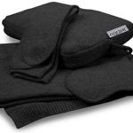 Jet&Bo 100% Cashmere Travel Set: Blanket, Eye Mask, Socks, Carry/Pillow Case Black