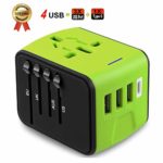 International Travel Adapter the Best Universal Power Adapter Perfect Worldwide Plug Wall Charger with Type C 3 USB Port with European UK EU AU US Plugs (green) (Does Not Convert Voltage)