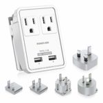 [2nd Gen] POWERADD Travel Adapter Kits – 3.4A USB with AC Outlets + Plugs for UK, US, AU, Europe & Asia, Charge Laptop, Cellphons, Camera – UL Listed