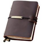 Refillable Handmade Traveler’s Notebook, Leather Travel Journal Notebook for Men & Women, Perfect for Writing, Gifts, Travelers, Small Size 5.2″ x 4″ Inches – Coffee