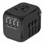 Upgraded Universal Travel Adapter, Castries All-in-one Worldwide Travel Charger Travel Socket, International Power Adapter with 4 USB Ports, AC Plug for US EU UK AU & Asian Countries, Travel Accessory