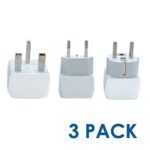 Complete European Travel Adapter Set by Ceptics – 2 in 1 USA to Europe, Germany, England, Spain, Italy, Iceland, France, (Type G, E/F, Type C) – 3 Pack, Safe Grounded Perfect for Cell Phones, Laptops