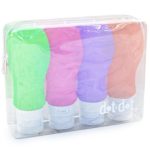 Travel Bottles Silicone Containers Set, Purple/Pink/Green/Orange, 3 oz , Set of 4