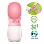 M&MKPET Dog Water Bottle for Walking,Fashion Antibacterial Portable Pet Travel Water Drink Cup with Bowl Dispenser,Leak Proof,Portable,Fast and Easy – Food Grade Silicone | BPA Free (12oz, Pink)