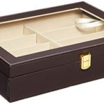 UnionPlus 8-Slot Eyeglass Sunglass Glasses Organizer Collector – Faux Leather Storage Case Box