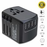 Travel Adapter, Universal Plug Adapter for Worldwide travel, International Power Adapter, plug Converter with 4 USB Ports, All in One Wall Charger AC Socket for European UK AUS ASIA Cell Phone Laptop