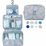 Hanging Travel Toiletry Bag Cosmetic Make up Organizer for Women and Girls Waterproof (A-Flamingo)