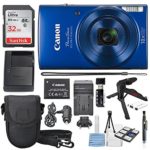 Canon PowerShot ELPH 190 IS Digital Camera (Blue) with 10x Optical Zoom and Built-In Wi-Fi with 32GB SDHC + Flexible tripod + AC/DC Turbo Travel Charger + Replacement battery + Protective camera case